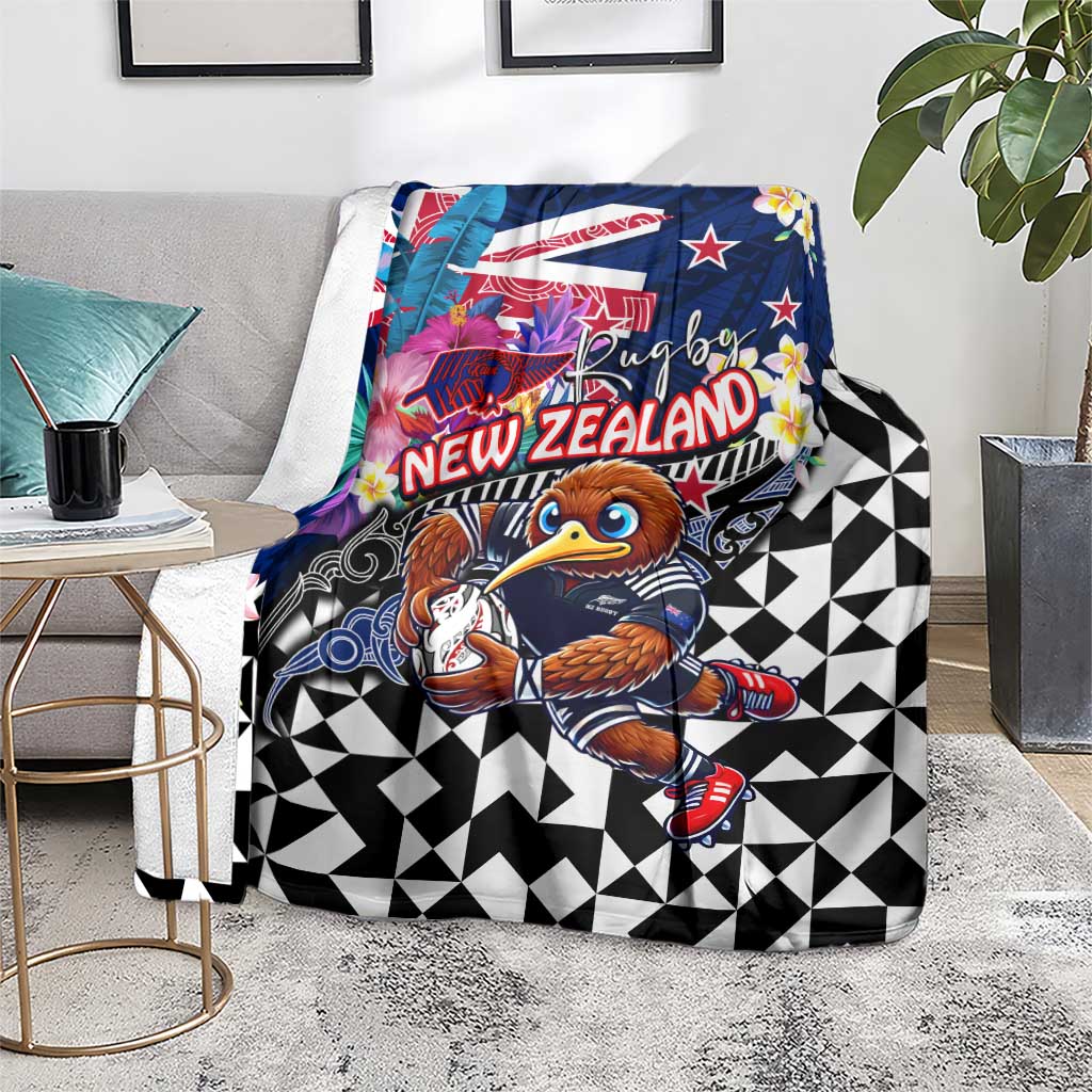 Kiwi New Zealand Rugby Blanket Kiwis Mascot Tropical Pattern DT02 - Polynesian Pride