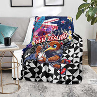 Kiwi New Zealand Rugby Blanket Kiwis Mascot Tropical Pattern DT02 - Polynesian Pride