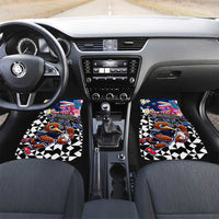 Kiwi New Zealand Rugby Car Mats Kiwis Mascot Tropical Pattern DT02 Set 2pcs - Front Blue - Polynesian Pride