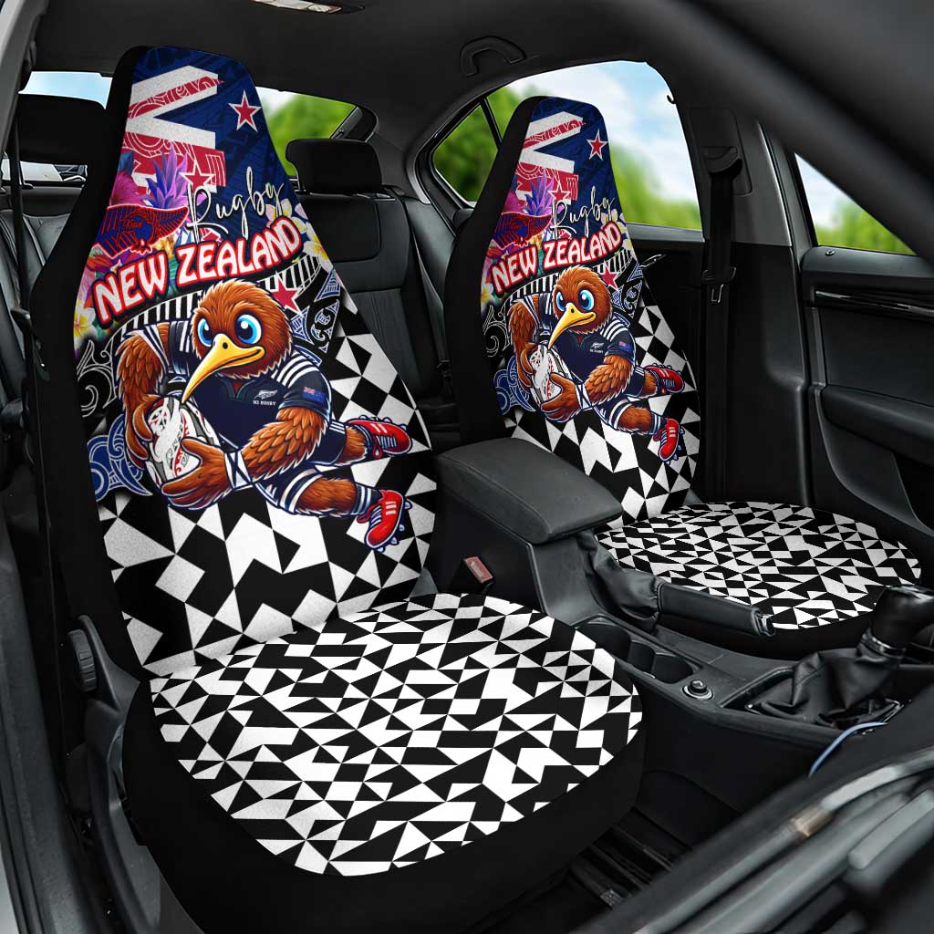Kiwi New Zealand Rugby Car Seat Cover Kiwis Mascot Tropical Pattern DT02 One Size Blue - Polynesian Pride