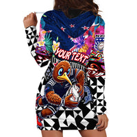 Personalized Kiwi New Zealand Rugby Hoodie Dress Kiwis Mascot Tropical Pattern DT02 - Polynesian Pride