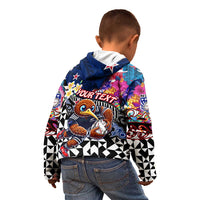 Personalized Kiwi New Zealand Rugby Kid Hoodie Kiwis Mascot Tropical Pattern DT02 - Polynesian Pride