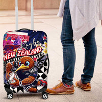 Kiwi New Zealand Rugby Luggage Cover Kiwis Mascot Tropical Pattern DT02 Blue - Polynesian Pride