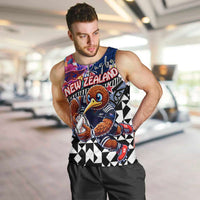 Personalized Kiwi New Zealand Rugby Men Tank Top Kiwis Mascot Tropical Pattern DT02 Blue - Polynesian Pride