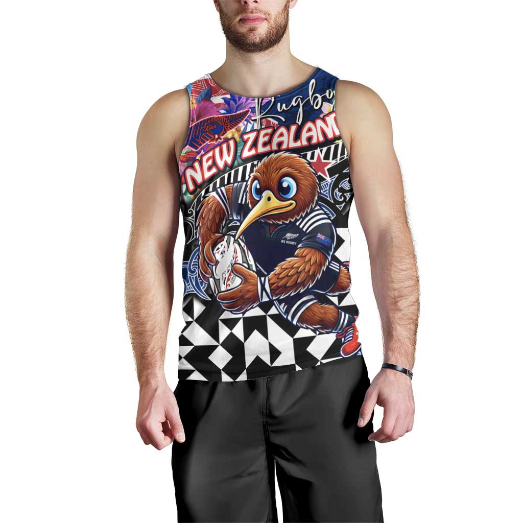Personalized Kiwi New Zealand Rugby Men Tank Top Kiwis Mascot Tropical Pattern DT02 - Polynesian Pride