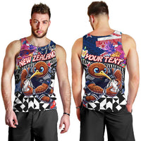 Personalized Kiwi New Zealand Rugby Men Tank Top Kiwis Mascot Tropical Pattern DT02 - Polynesian Pride