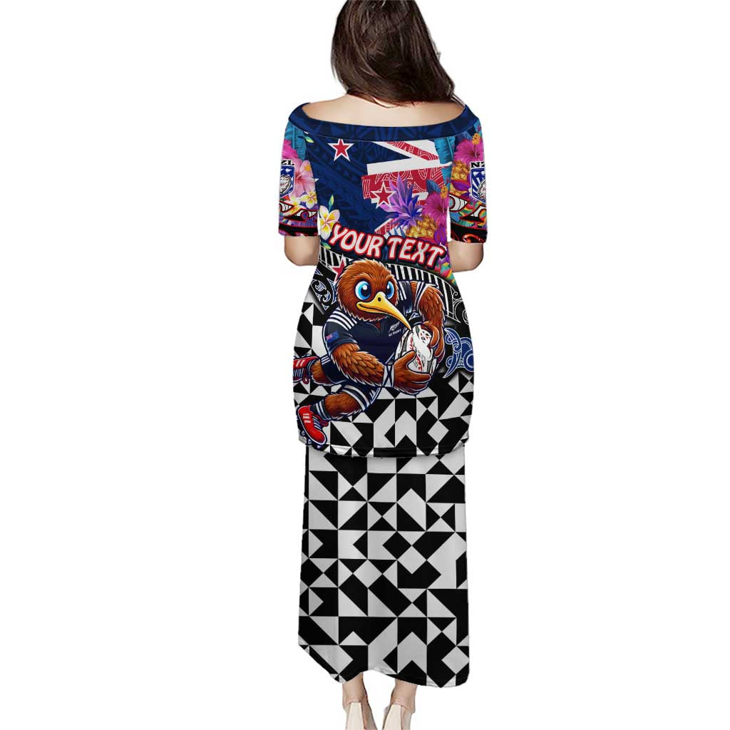 Personalized Kiwi New Zealand Rugby Puletasi Kiwis Mascot Tropical Pattern DT02 - Polynesian Pride