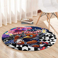 Kiwi New Zealand Rugby Round Carpet Kiwis Mascot Tropical Pattern DT02 - Polynesian Pride