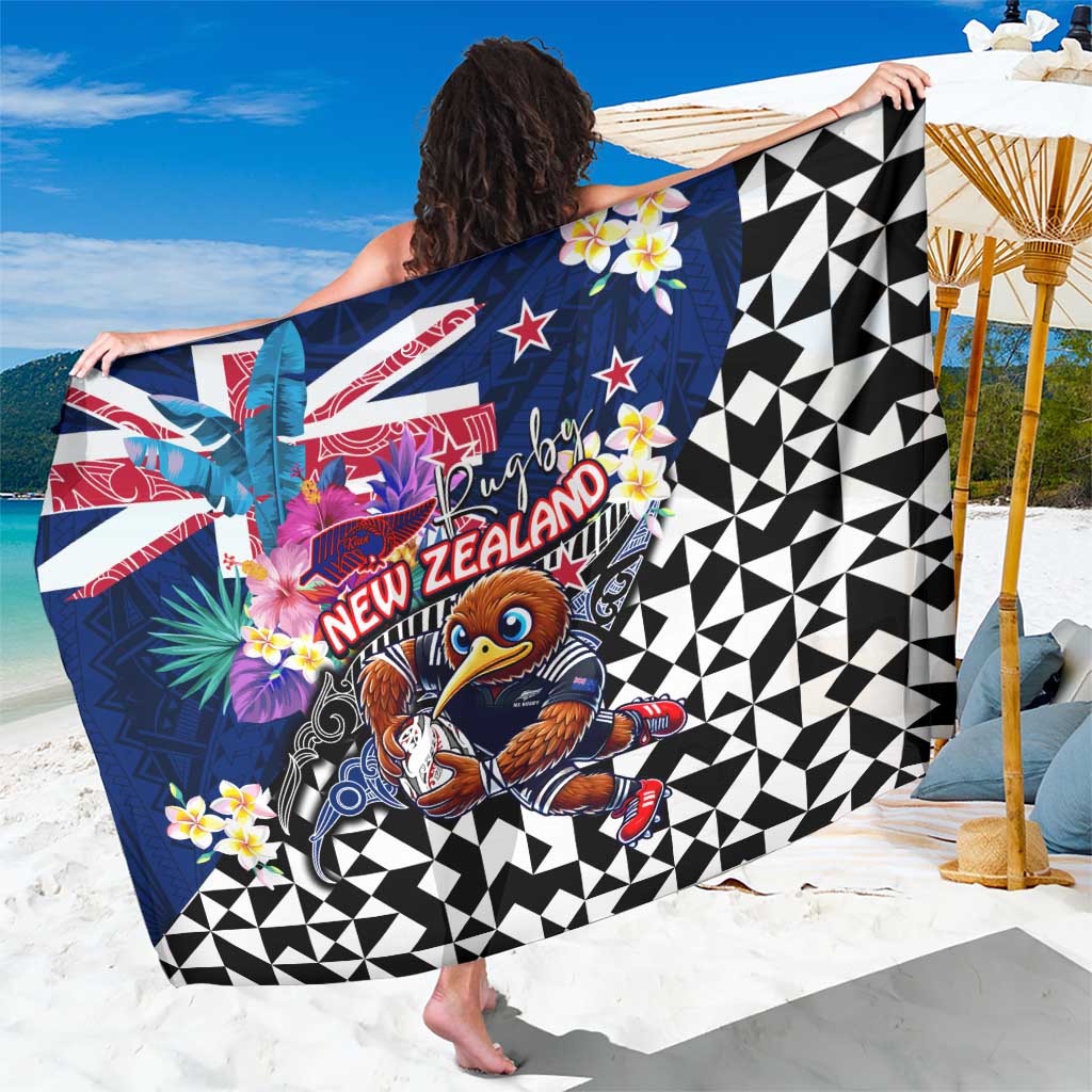 Kiwi New Zealand Rugby Sarong Kiwis Mascot Tropical Pattern DT02 One Size 44 x 66 inches Blue - Polynesian Pride