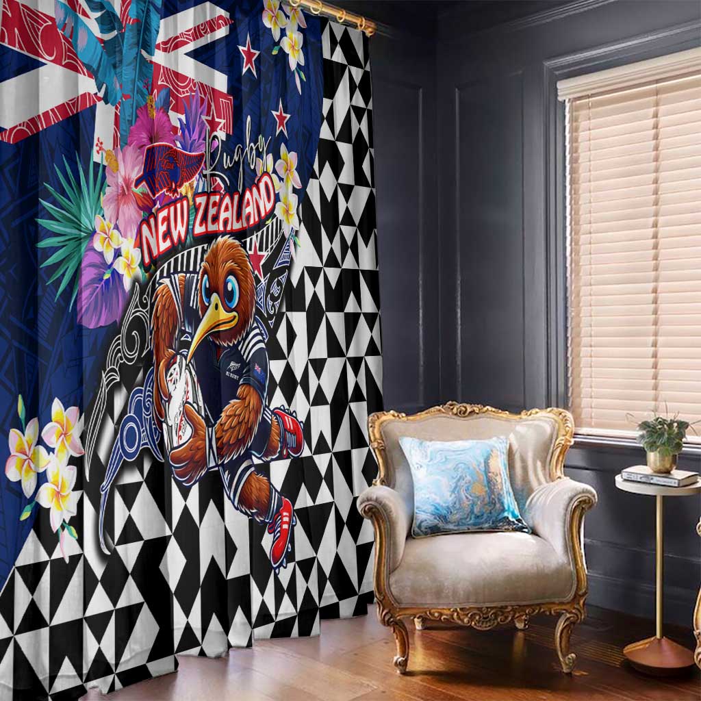 Kiwi New Zealand Rugby Window Curtain Kiwis Mascot Tropical Pattern DT02 - Polynesian Pride