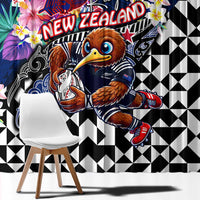 Kiwi New Zealand Rugby Window Curtain Kiwis Mascot Tropical Pattern DT02 - Polynesian Pride