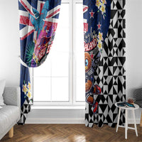Kiwi New Zealand Rugby Window Curtain Kiwis Mascot Tropical Pattern DT02 - Polynesian Pride