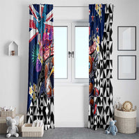 Kiwi New Zealand Rugby Window Curtain Kiwis Mascot Tropical Pattern DT02 - Polynesian Pride