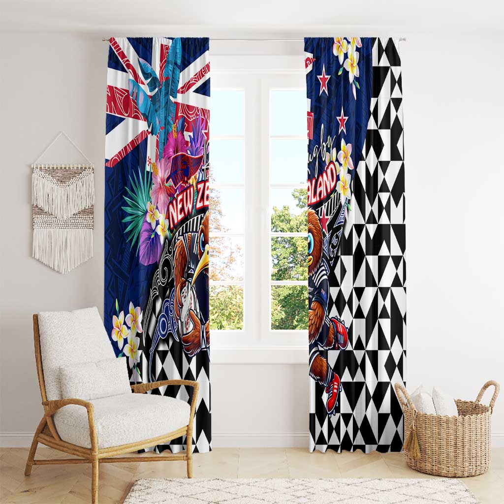 Kiwi New Zealand Rugby Window Curtain Kiwis Mascot Tropical Pattern DT02 - Polynesian Pride