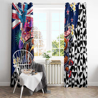 Kiwi New Zealand Rugby Window Curtain Kiwis Mascot Tropical Pattern DT02 - Polynesian Pride