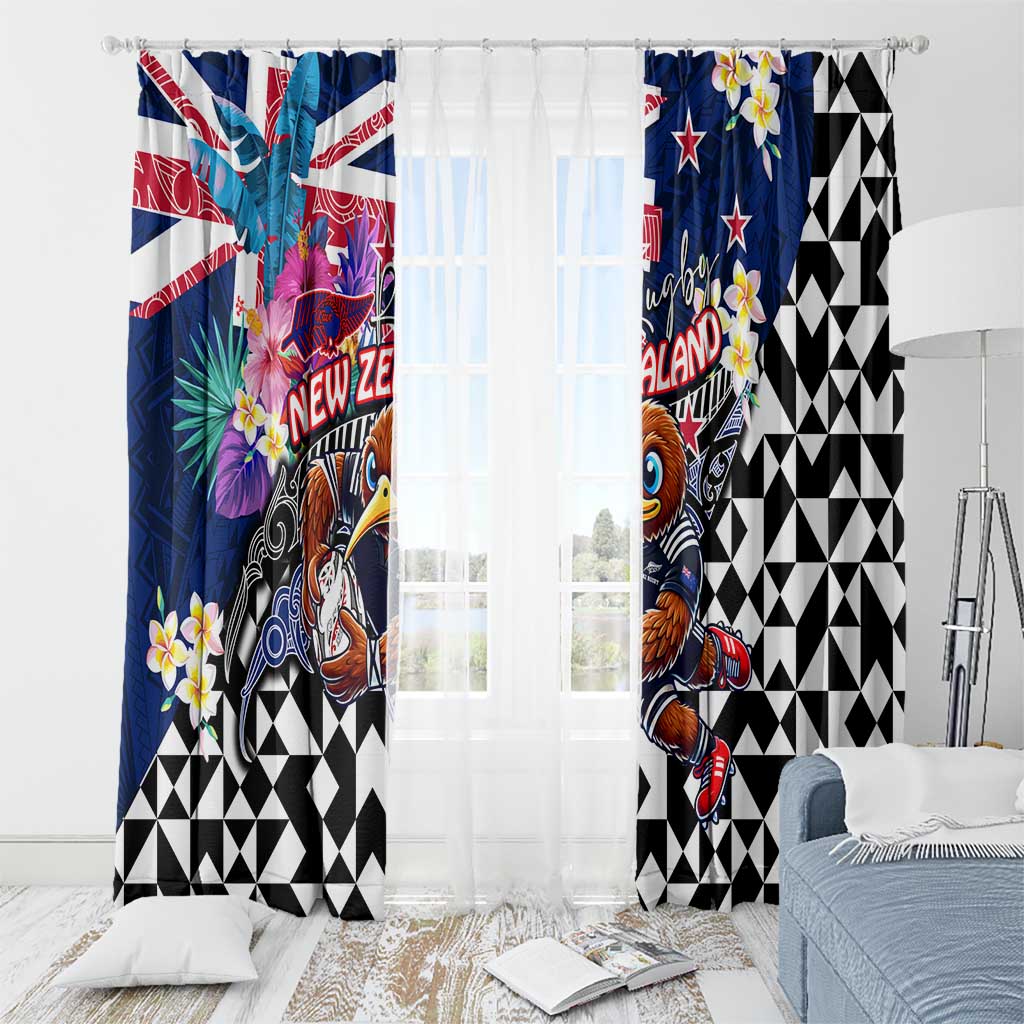 Kiwi New Zealand Rugby Window Curtain Kiwis Mascot Tropical Pattern DT02 - Polynesian Pride