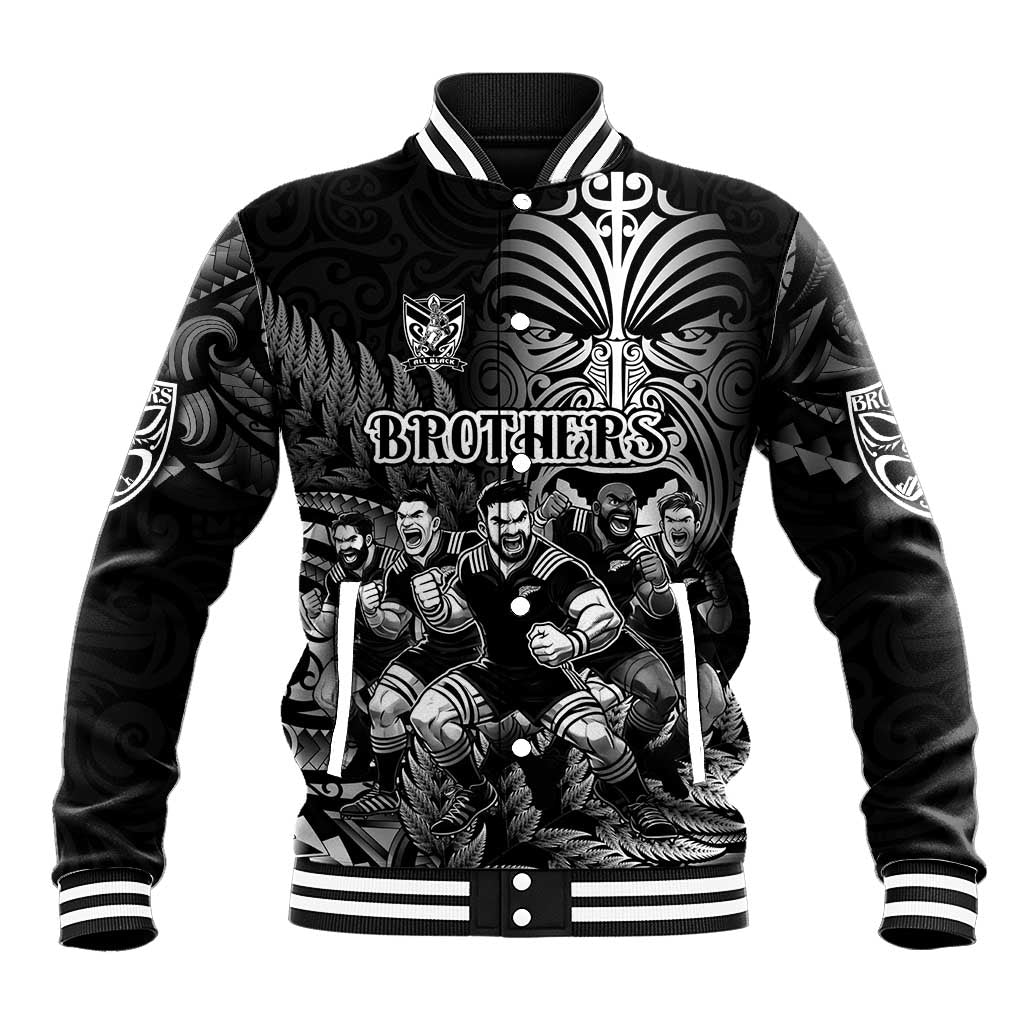 Personalized All Black Brothers Rugby Baseball Jacket New Zealand Maori Haka DT02 Unisex Black - Polynesian Pride