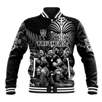 Personalized All Black Brothers Rugby Baseball Jacket New Zealand Maori Haka DT02 Unisex Black - Polynesian Pride