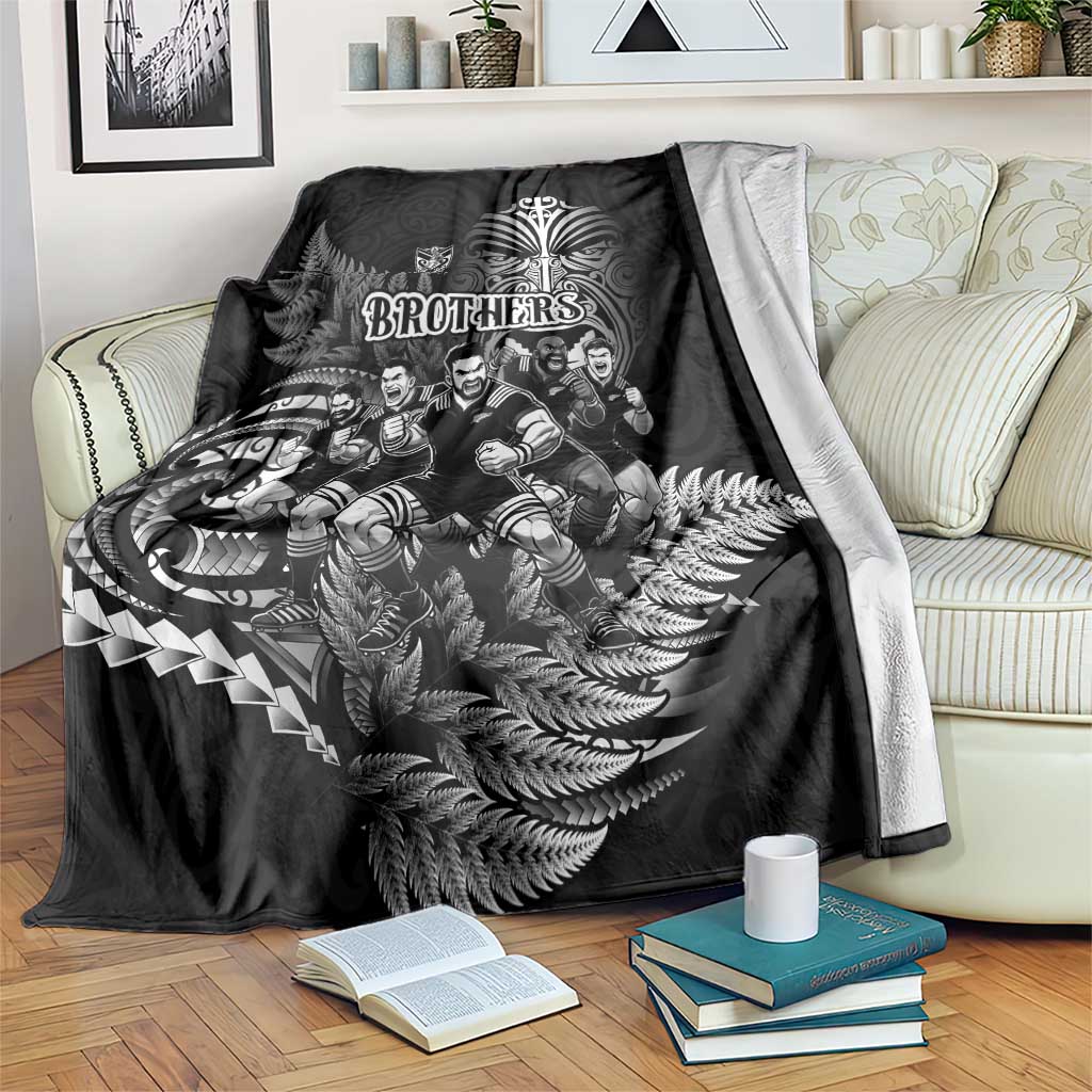 All Black Brothers Rugby Blanket New Zealand Maori Haka DT02 Black - Polynesian Pride