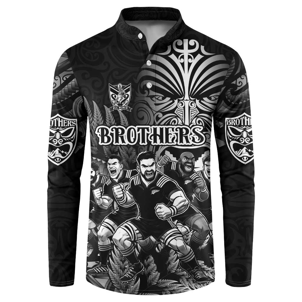Personalized All Black Brothers Rugby Button Sweatshirt New Zealand Maori Haka DT02 Black - Polynesian Pride