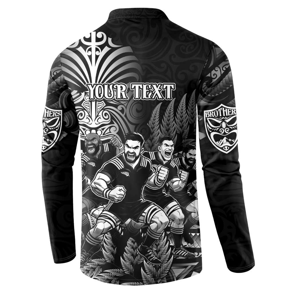 Personalized All Black Brothers Rugby Button Sweatshirt New Zealand Maori Haka DT02 - Polynesian Pride