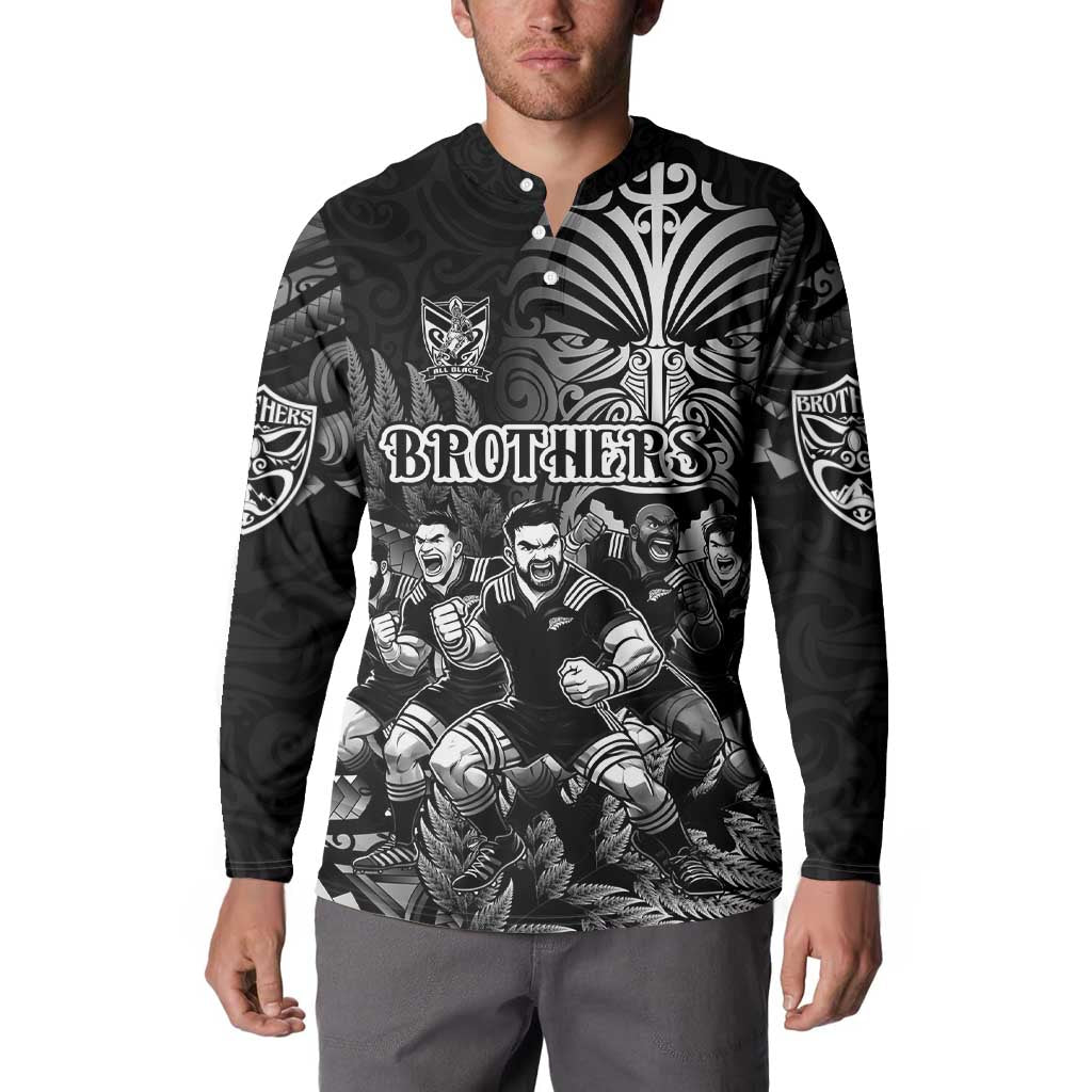 Personalized All Black Brothers Rugby Button Sweatshirt New Zealand Maori Haka DT02 - Polynesian Pride
