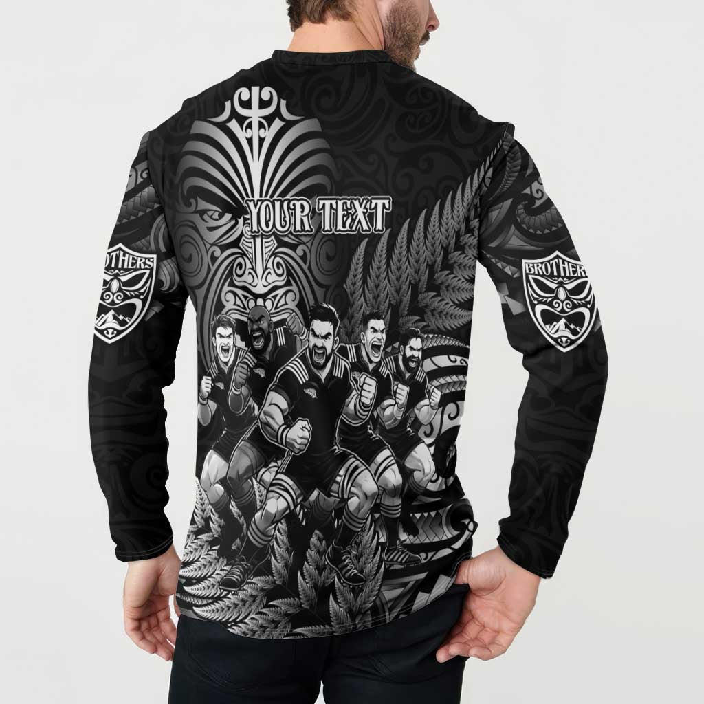Personalized All Black Brothers Rugby Button Sweatshirt New Zealand Maori Haka DT02 - Polynesian Pride