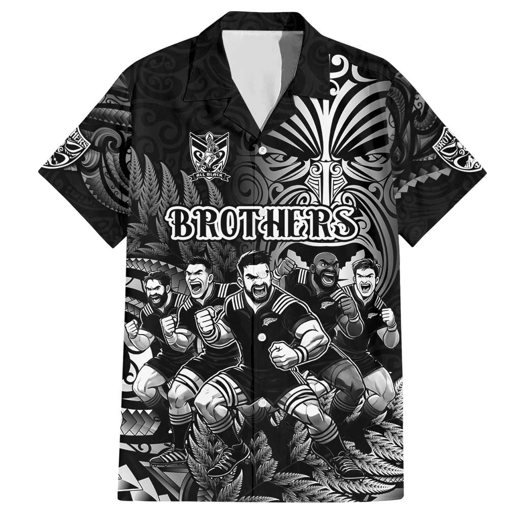Personalized All Black Brothers Rugby Hawaiian Shirt New Zealand Maori Haka DT02 Black - Polynesian Pride