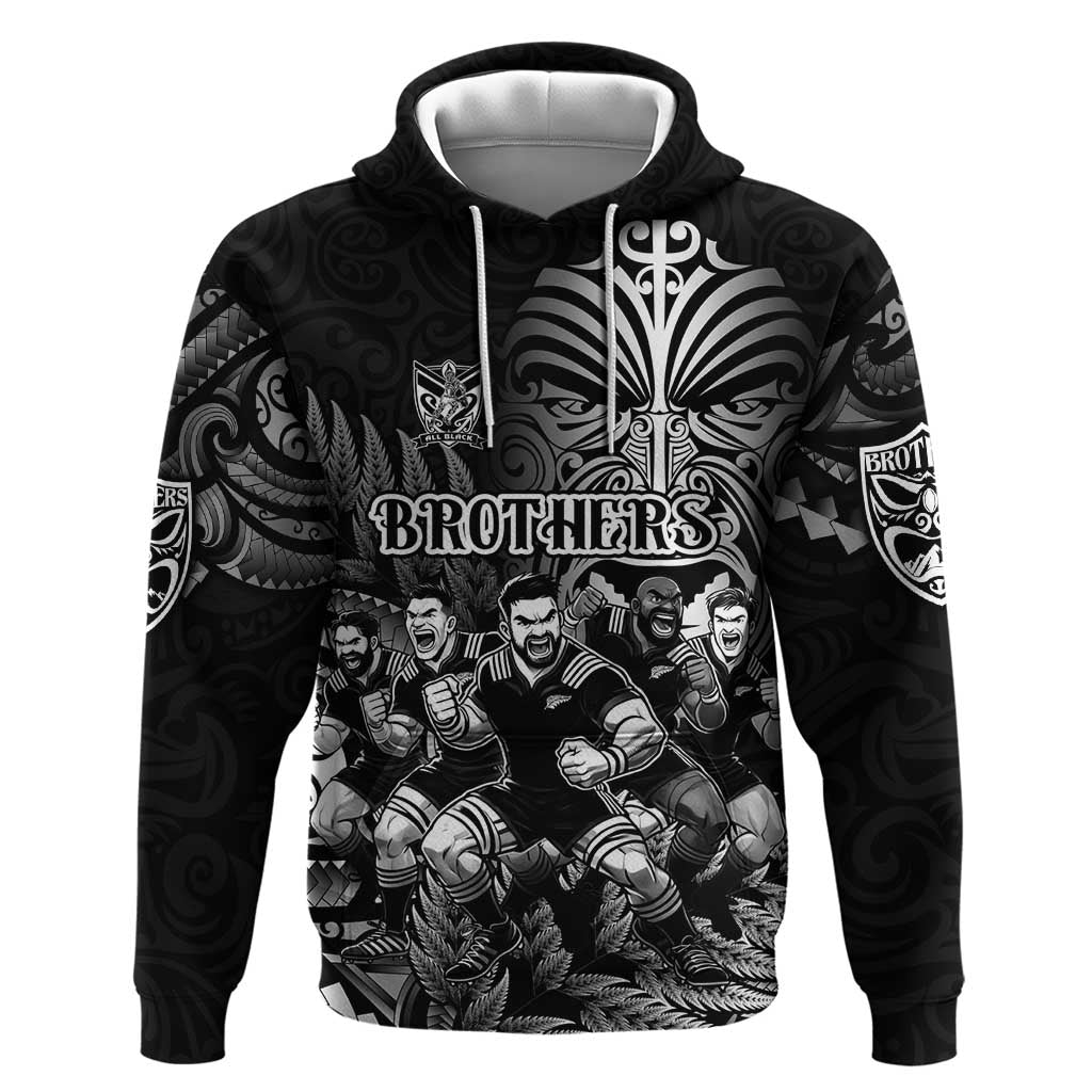 Personalized All Black Brothers Rugby Hoodie New Zealand Maori Haka DT02 Pullover Hoodie Black - Polynesian Pride