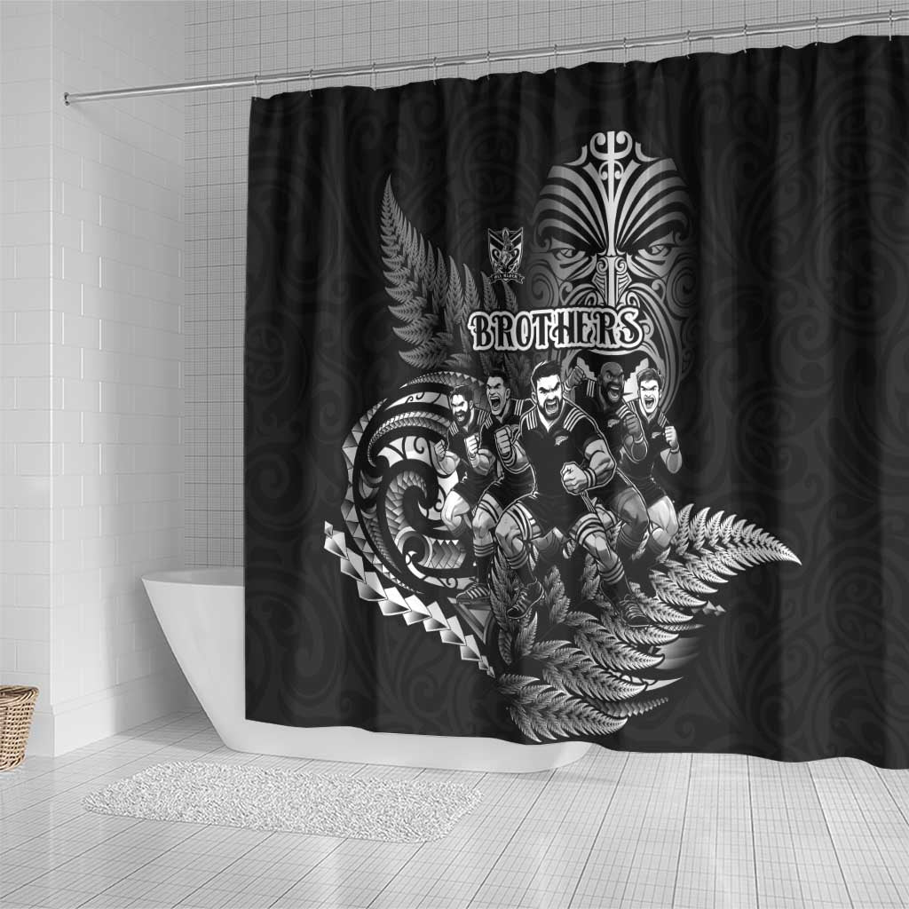 All Black Brothers Rugby Shower Curtain New Zealand Maori Haka DT02 - Polynesian Pride