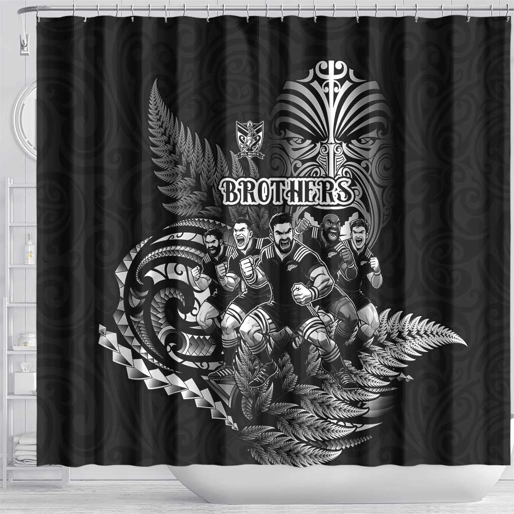 All Black Brothers Rugby Shower Curtain New Zealand Maori Haka DT02 - Polynesian Pride