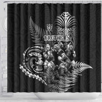 All Black Brothers Rugby Shower Curtain New Zealand Maori Haka DT02 - Polynesian Pride