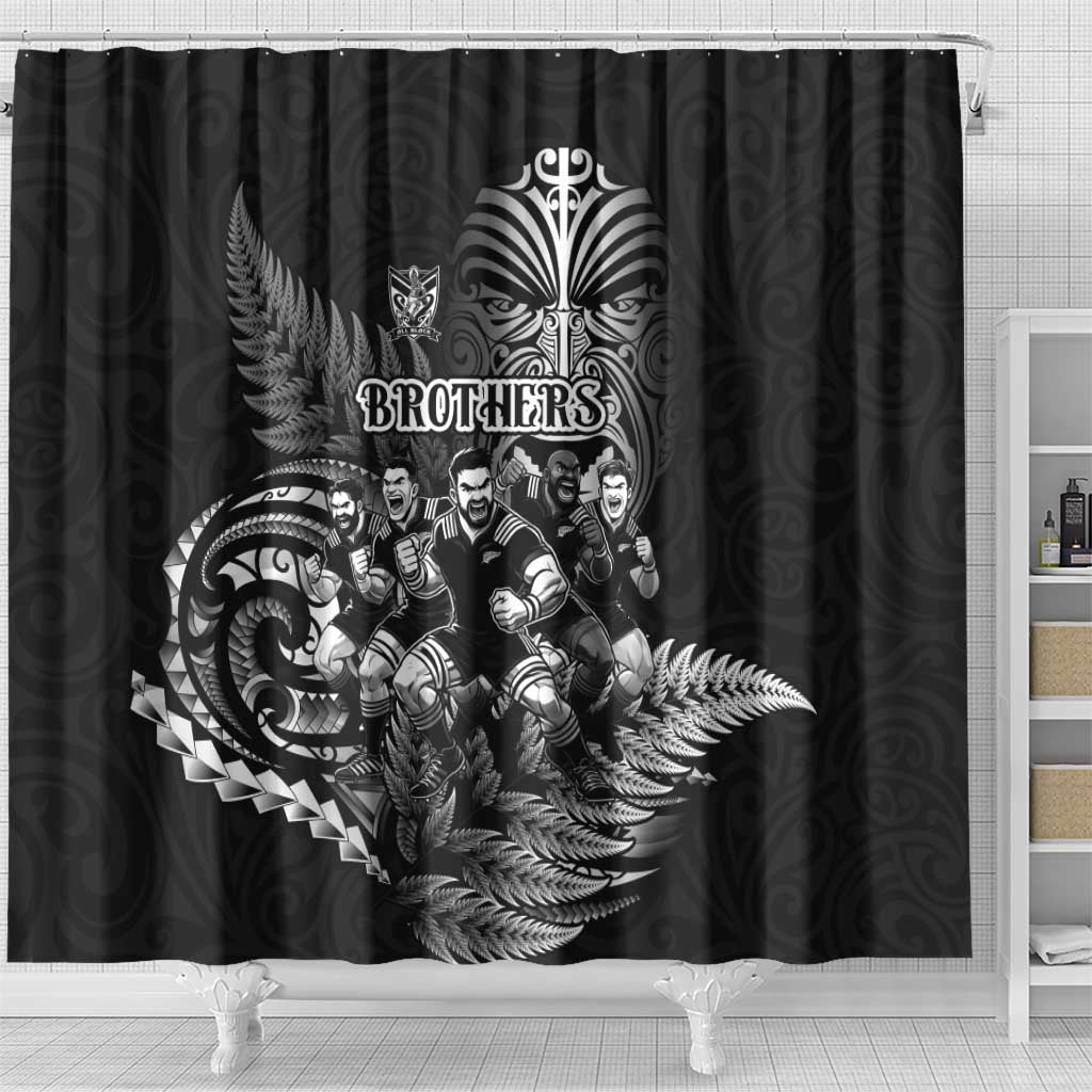All Black Brothers Rugby Shower Curtain New Zealand Maori Haka DT02 - Polynesian Pride