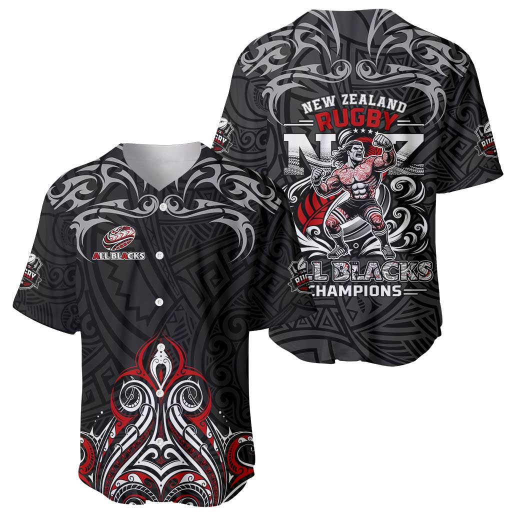 All Black NZL Rugby Champions Baseball Jersey Maori Warrior DT02 - Polynesian Pride
