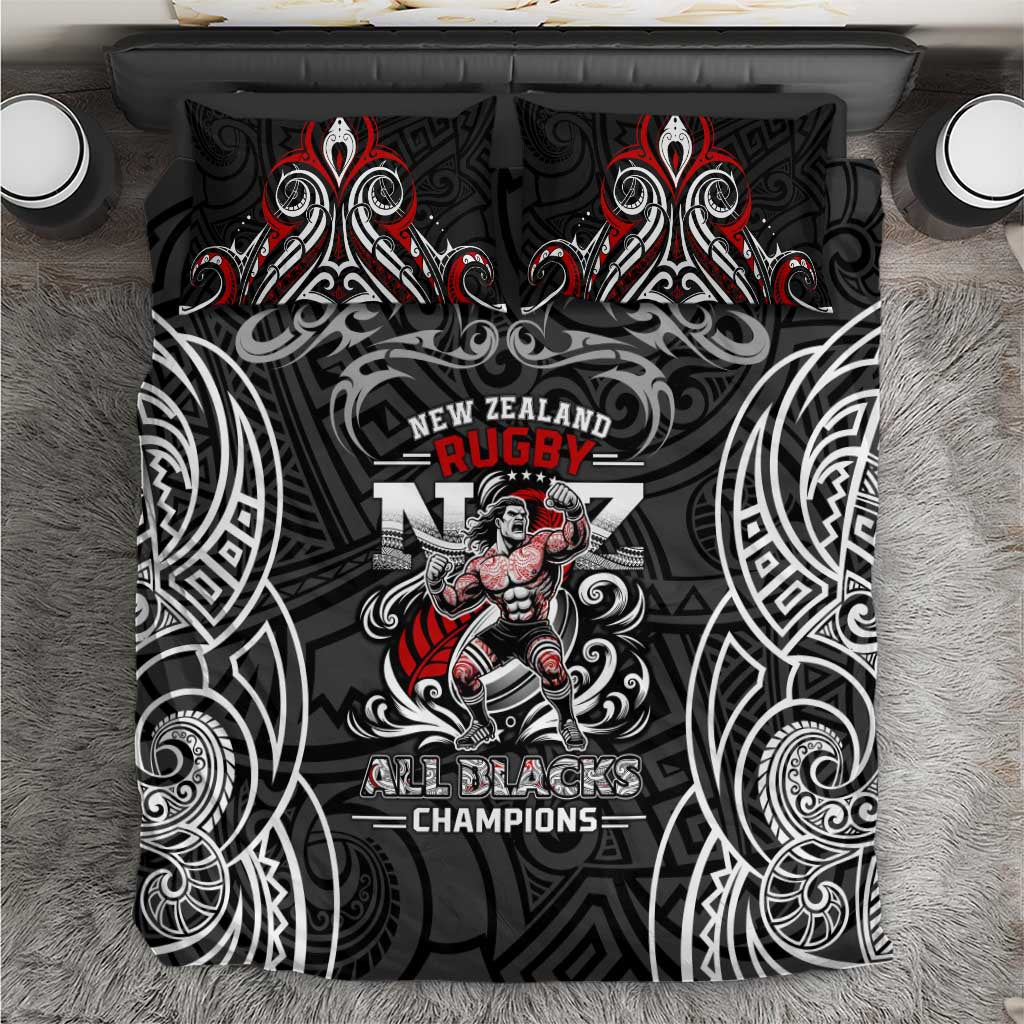 All Black NZL Rugby Champions Bedding Set Maori Warrior DT02 Black - Polynesian Pride