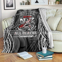 All Black NZL Rugby Champions Blanket Maori Warrior DT02 Black - Polynesian Pride