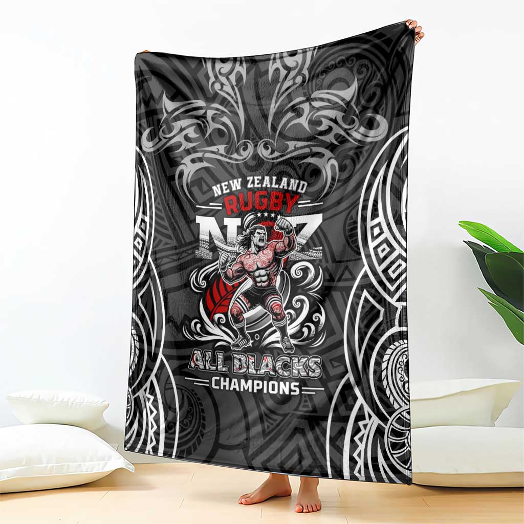 All Black NZL Rugby Champions Blanket Maori Warrior DT02 - Polynesian Pride
