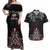 All Black NZL Rugby Champions Couples Matching Off Shoulder Maxi Dress and Hawaiian Shirt Maori Warrior