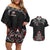 All Black NZL Rugby Champions Couples Matching Off Shoulder Short Dress and Hawaiian Shirt Maori Warrior