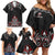 All Black NZL Rugby Champions Family Matching Off Shoulder Short Dress and Hawaiian Shirt Maori Warrior