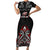 All Black NZL Rugby Champions Family Matching Short Sleeve Bodycon Dress and Hawaiian Shirt Maori Warrior