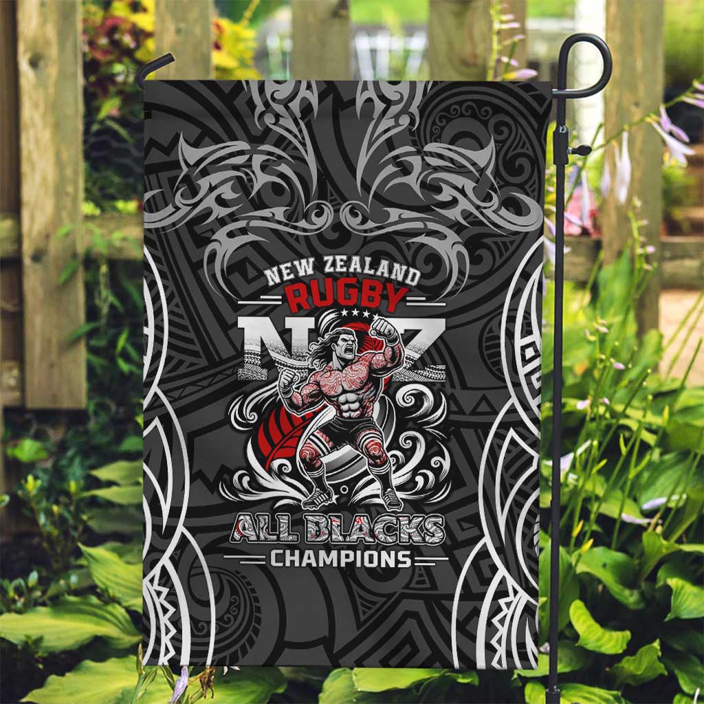 All Black NZL Rugby Champions Garden Flag Maori Warrior DT02 Garden Flag Black - Polynesian Pride