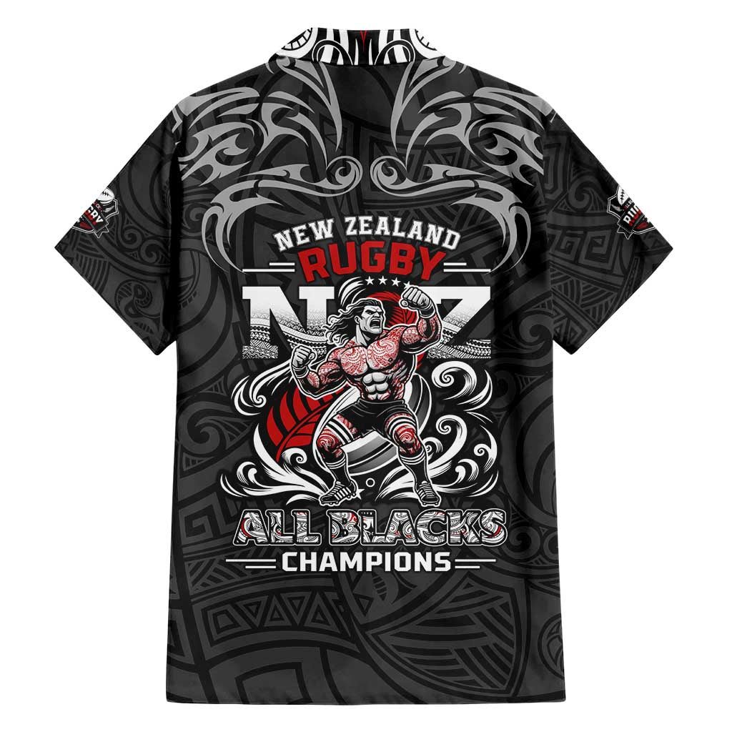 All Black NZL Rugby Champions Hawaiian Shirt Maori Warrior DT02 - Polynesian Pride