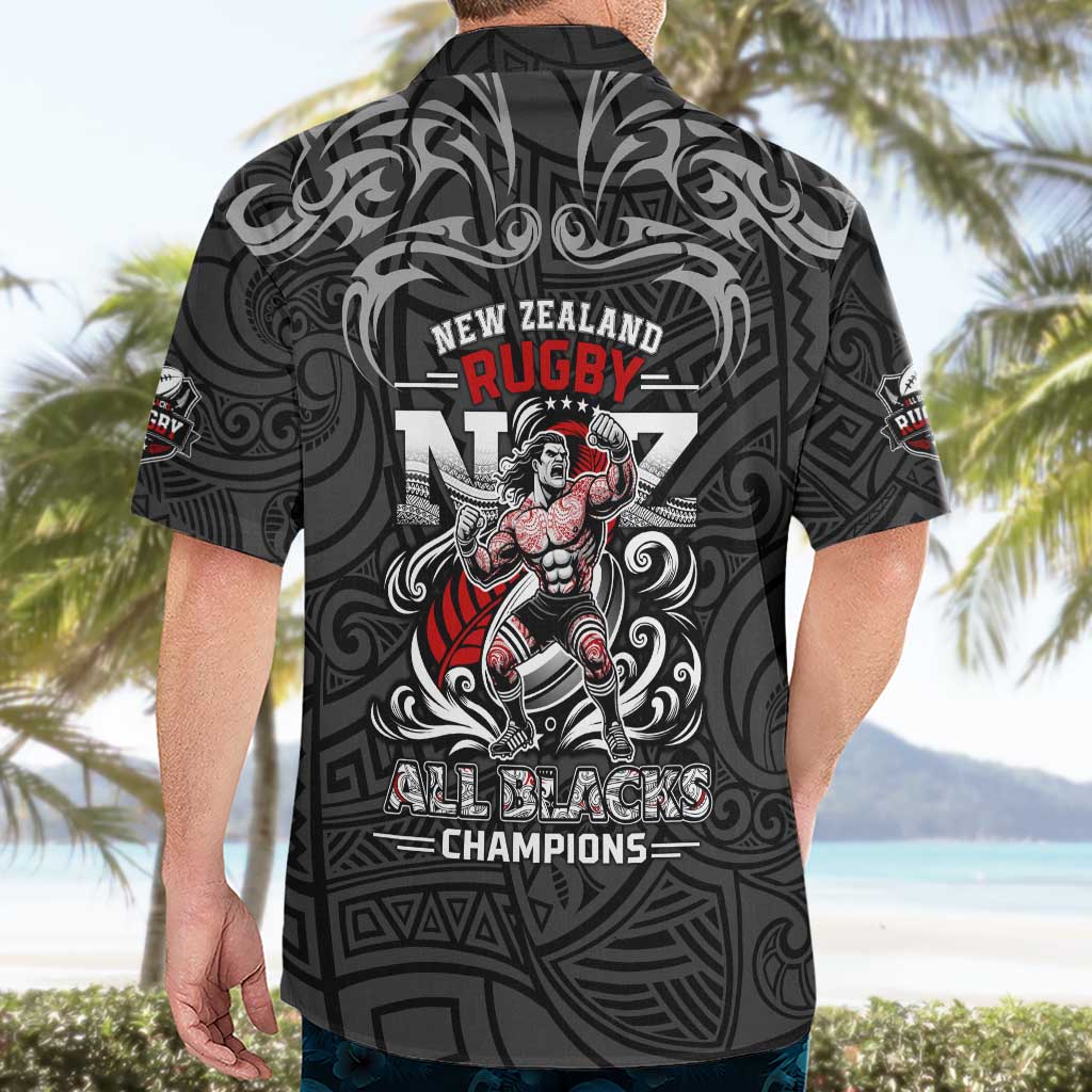 All Black NZL Rugby Champions Hawaiian Shirt Maori Warrior DT02 - Polynesian Pride