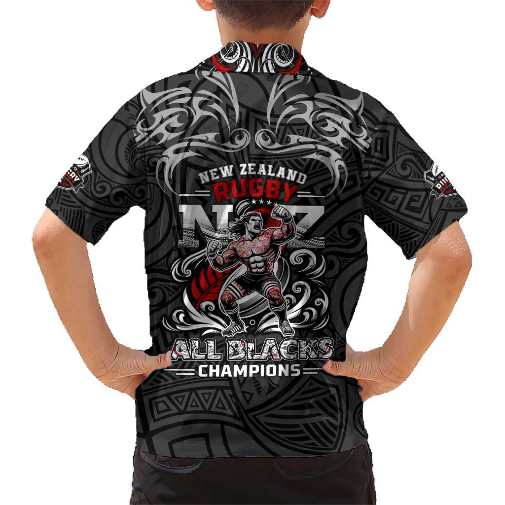 All Black NZL Rugby Champions Hawaiian Shirt Maori Warrior DT02 - Polynesian Pride