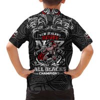 All Black NZL Rugby Champions Kid Hawaiian Shirt Maori Warrior DT02 - Polynesian Pride