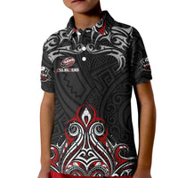 All Black NZL Rugby Champions Kid Polo Shirt Maori Warrior DT02 Kid Black - Polynesian Pride
