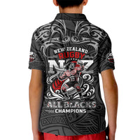 All Black NZL Rugby Champions Kid Polo Shirt Maori Warrior DT02 - Polynesian Pride