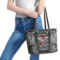 All Black NZL Rugby Champions Leather Tote Bag Maori Warrior DT02 - Polynesian Pride