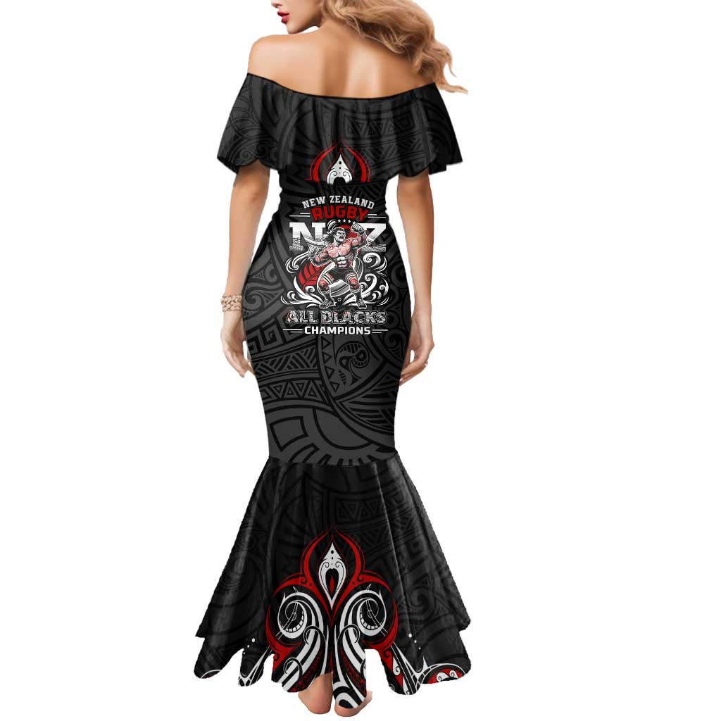 All Black NZL Rugby Champions Mermaid Dress Maori Warrior DT02 - Polynesian Pride